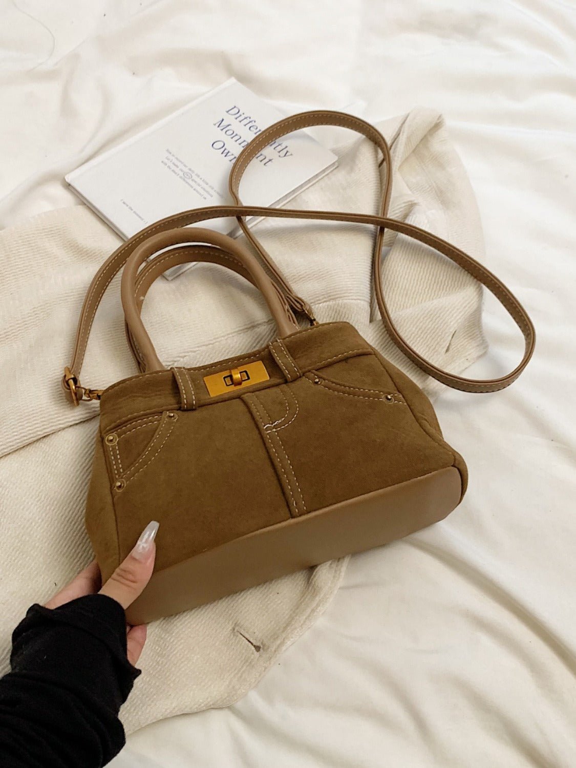 Suede Dual - Use Adjustable Strap Handbag - TNT Dress Co.