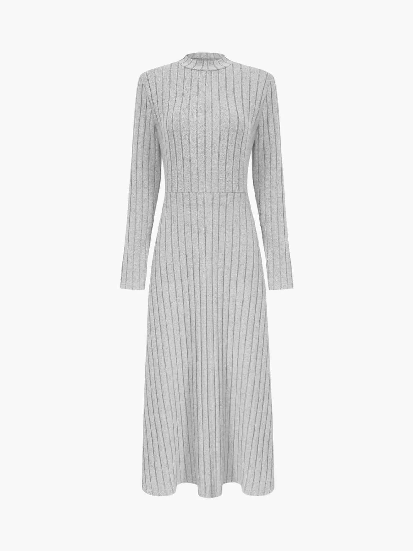 Ribbed Knit Long Sleeve Midi Dress