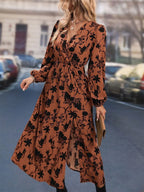 Printed Surplice Long Sleeve Dress - The Nicole - Tayan Dress Co.