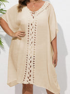 Crochet Trim V - Neck Beach Cover Up Dress - TNT Dress Co.