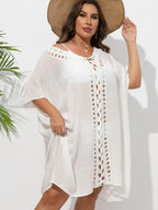 Crochet Trim V - Neck Beach Cover Up Dress - TNT Dress Co.