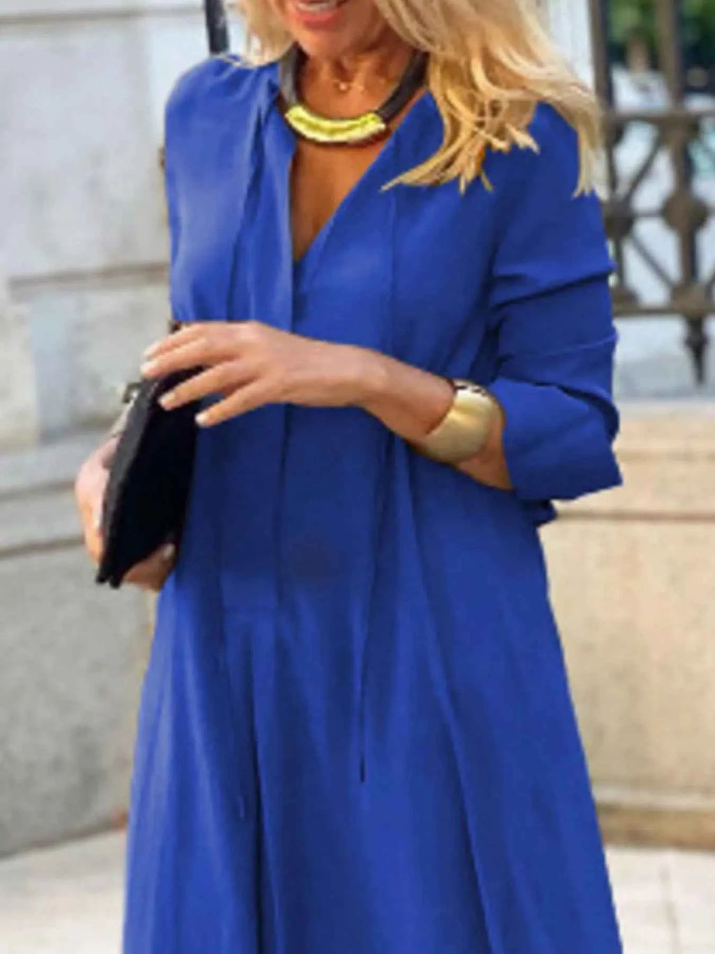Solid Color Shirt Dress