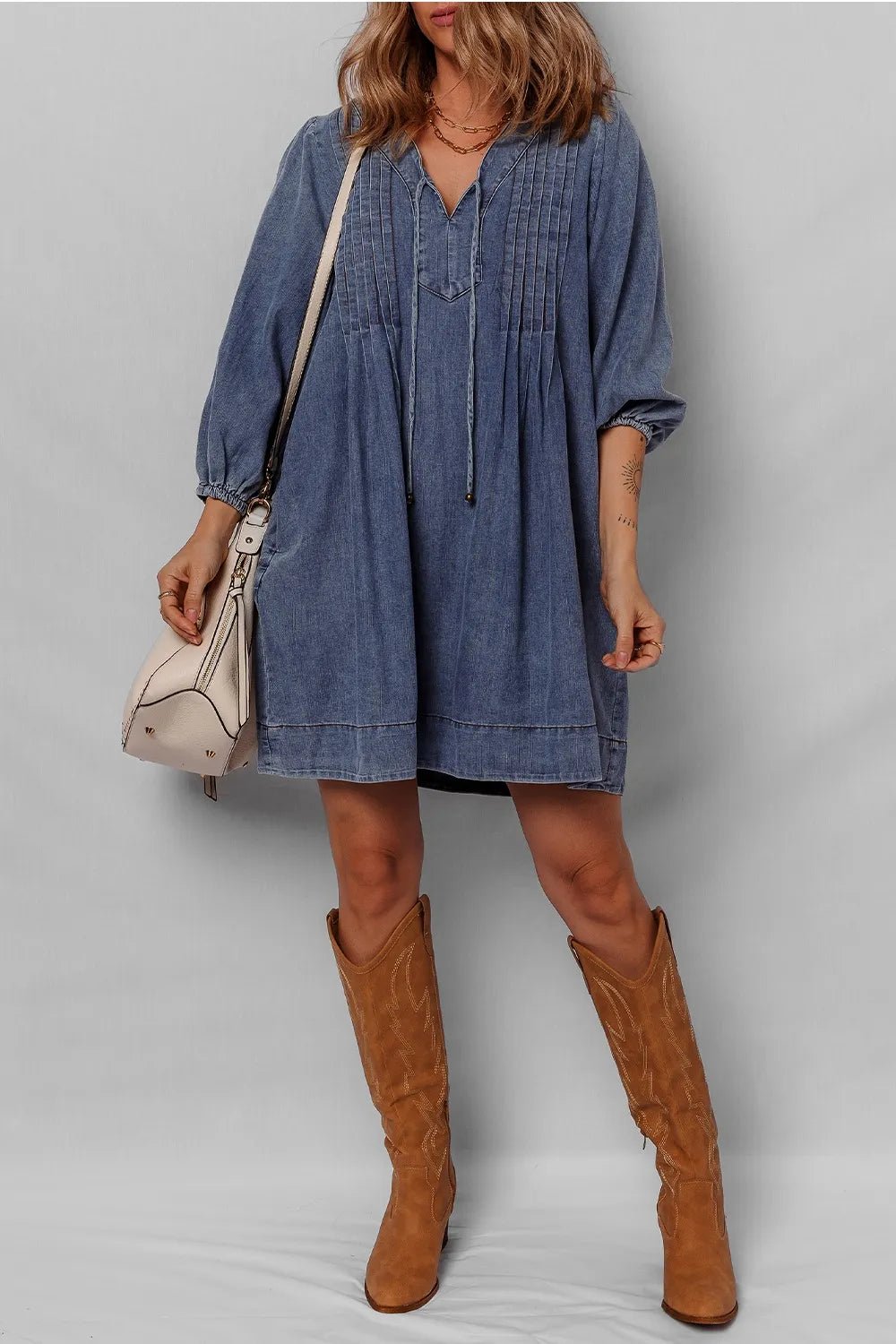 Long Sleeve Denim Dress - The Nicole - Tayan Dress Co.