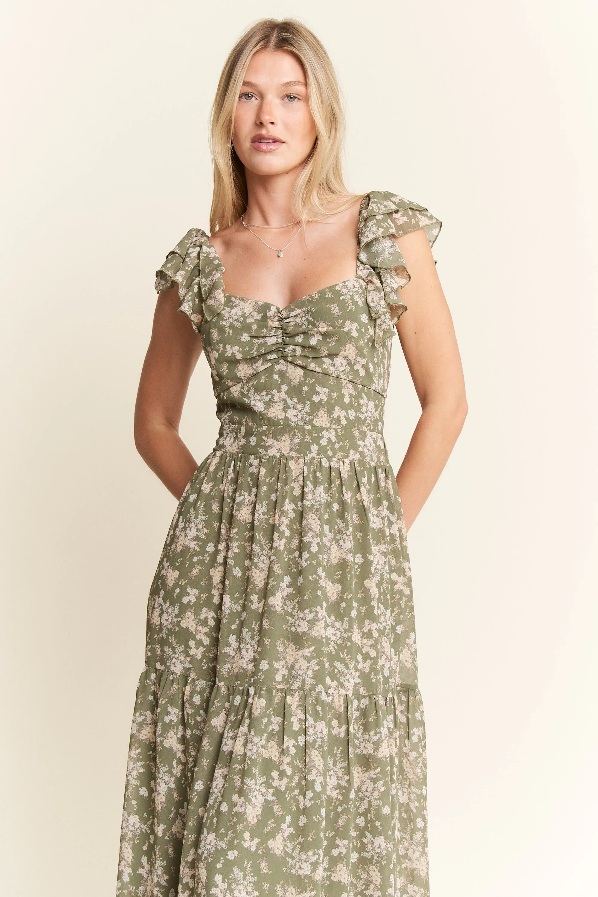 Ruffle Sleeve Tiered Maxi Dress - TNT Dress Co.