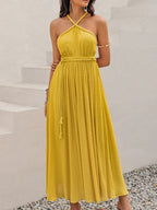 Swiss Dot Backless Sleeveless Long Dress - TNT Dress Co.