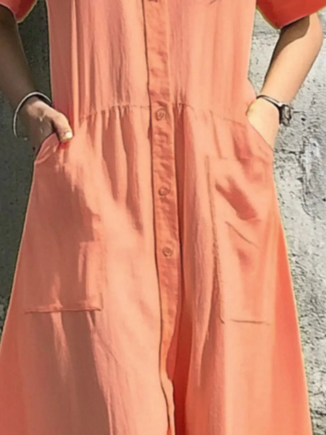 Button Front Short Sleeve Midi Dress - TNT Dress Co.