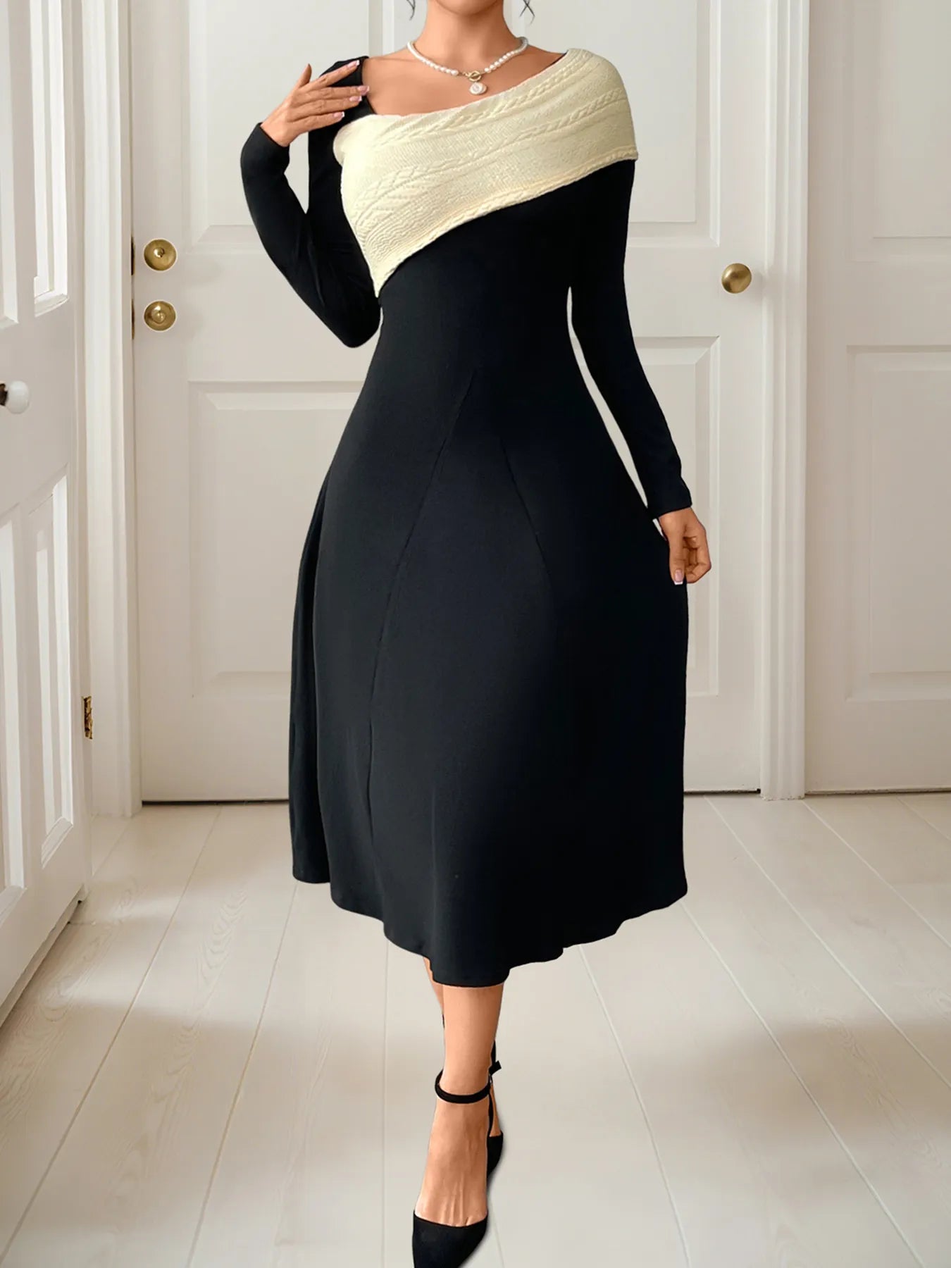 Asymmetrical Long Sleeve Dress - The Nicole - Tayan Dress Co.