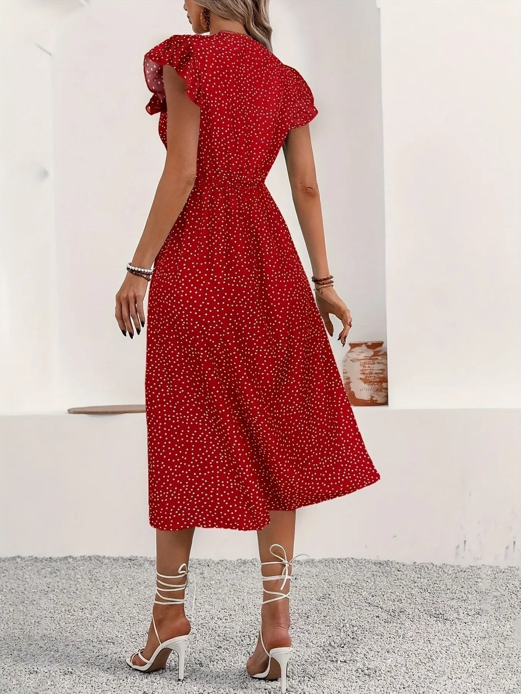 Midi Dress with Ruffle Sleeves - The Nicole - Tayan Dress Co.