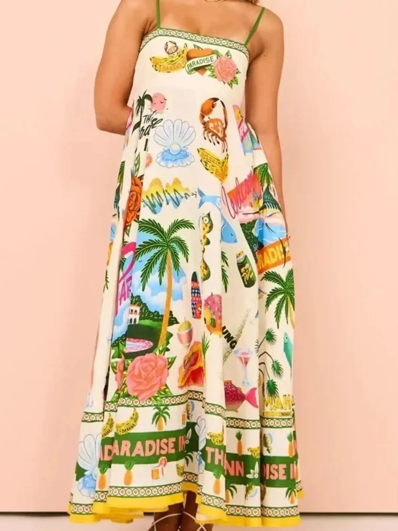 Printed Square Neck Cami Maxi Dress - TNT Dress Co.