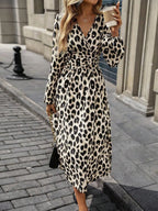 Leopard Print Long Sleeve Wrap Dress - The Nicole - Tayan Dress Co.