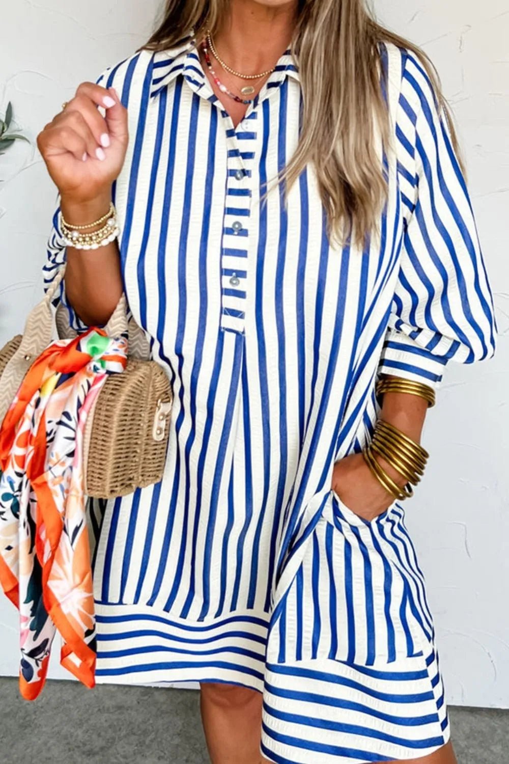 Striped Button Front Dress - The Nicole - Tayan Dress Co.