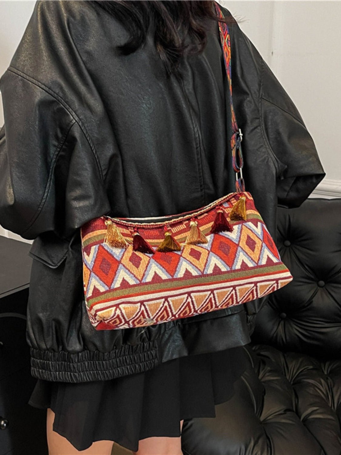 Adjustable Strap Shoulder Bag with Tassel Detail - TNT Dress Co.