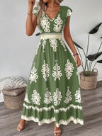 V - Neck Ruffled Sleeve Dress - The Nicole - Tayan Dress Co.