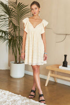 ADORA Tie Back V - Neck Ruffle Sleeve Dress - TNT Dress Co.