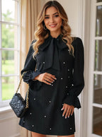 Bow Tie Flounce Sleeve Dress - The Nicole - Tayan Dress Co.