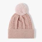 Cable Knit Solid Color Hat with Pompom - The Nicole - Tayan Dress Co.