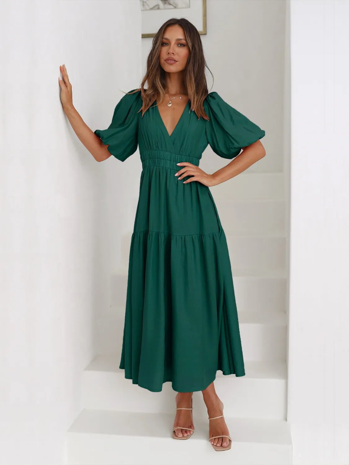 Half Sleeve Midi Dress - The Nicole - Tayan Dress Co.