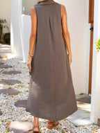 Full Size Side Slit Sleeveless Midi Dress Plus Size - TNT Dress Co.