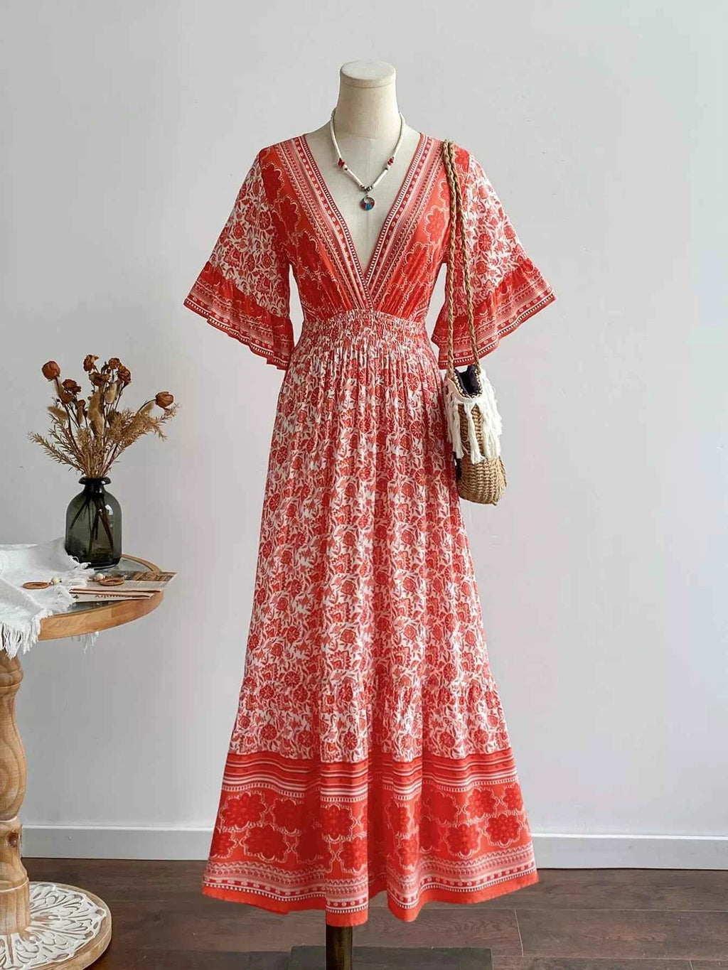 V-Neck Long Sleeve Dress