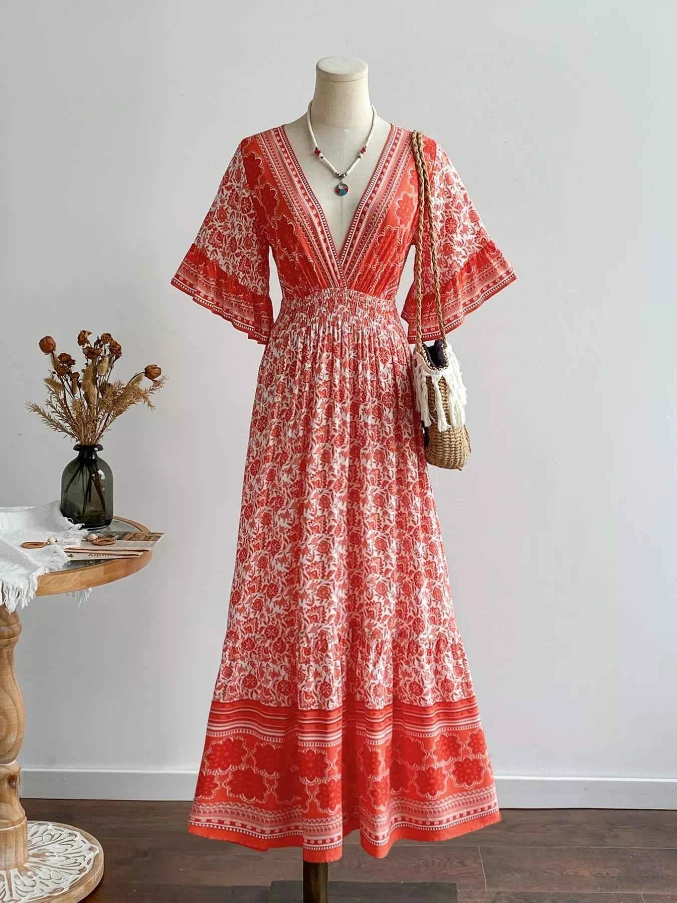 V-Neck Long Sleeve Dress