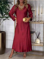 V-Neck Long Sleeve Dress
