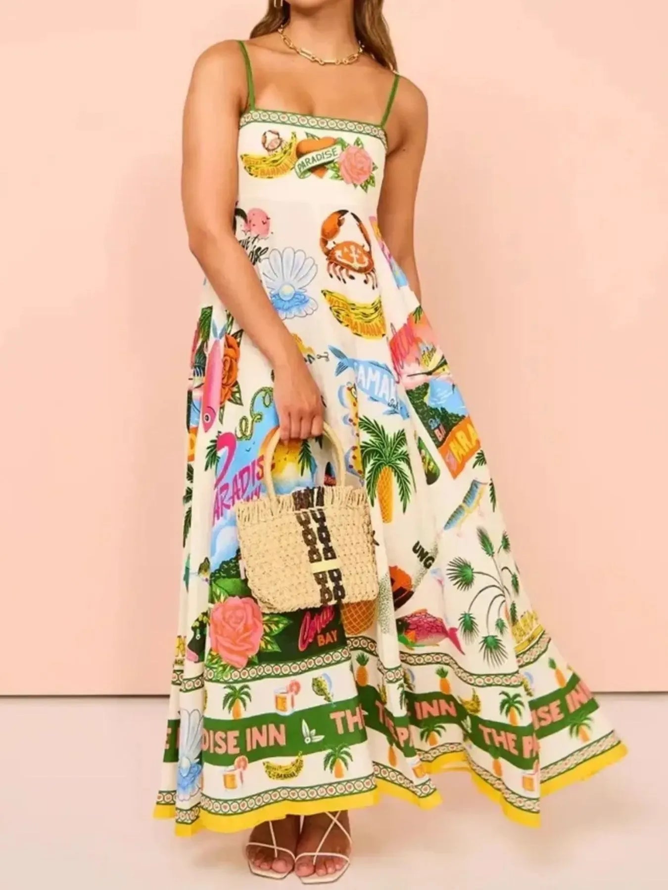 Printed Square Neck Cami Maxi Dress - TNT Dress Co.
