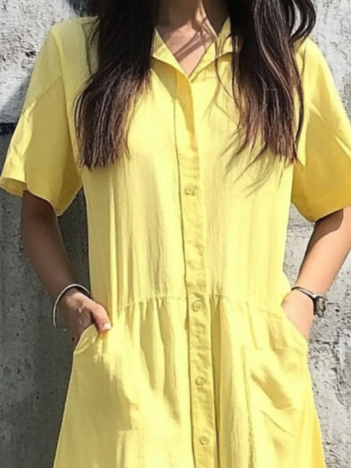 Button Front Short Sleeve Midi Dress - TNT Dress Co.