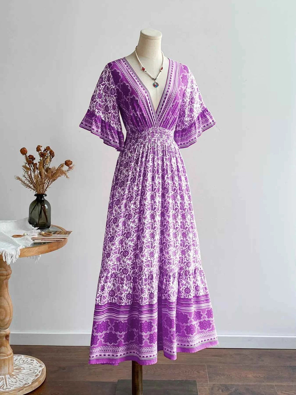 V-Neck Long Sleeve Dress