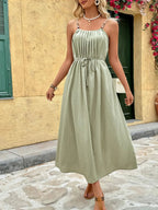 Pleated Adjustable Strap Cami Dress - TNT Dress Co.