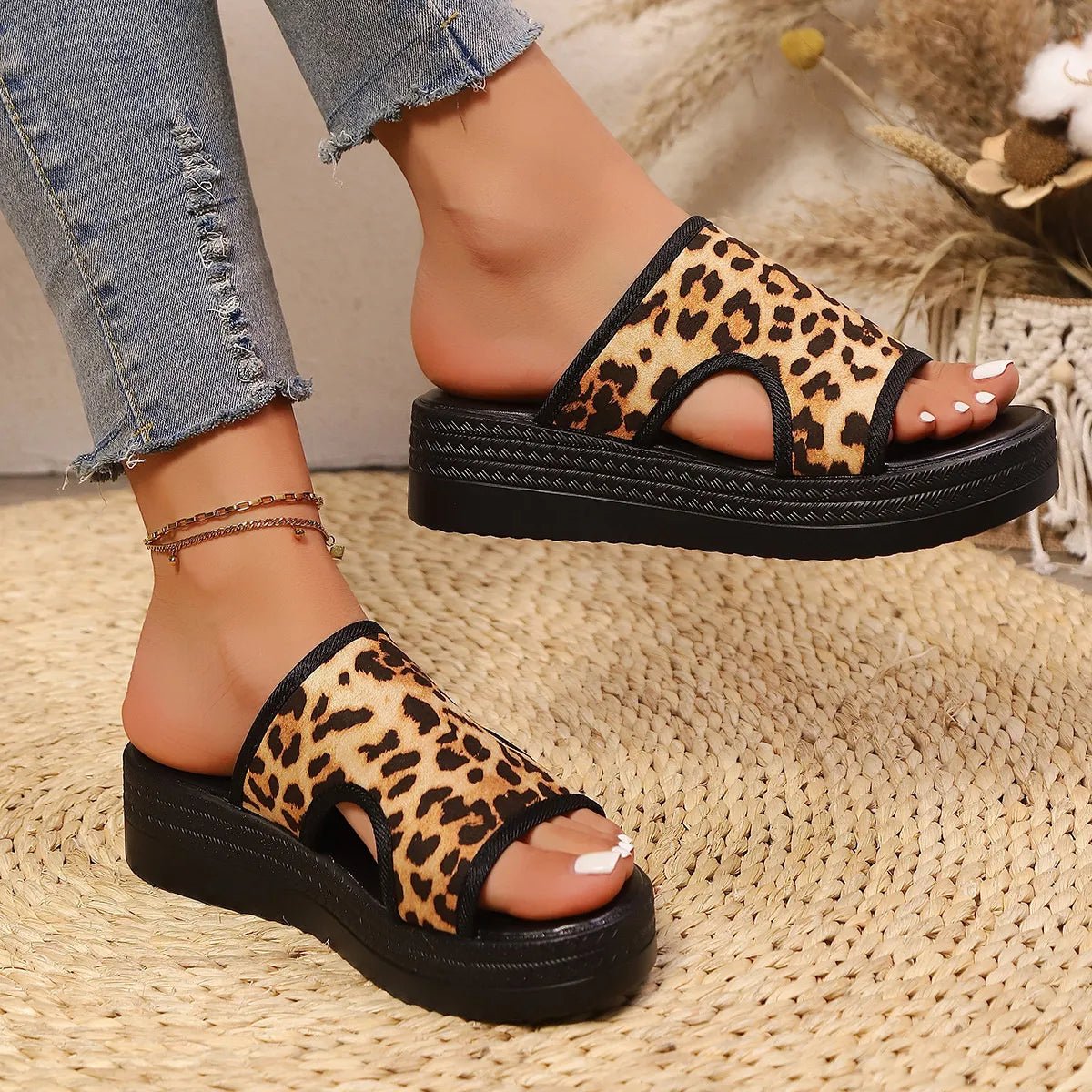 Cutout Leopard Print Platform Sandals - The Nicole - Tayan Dress Co.