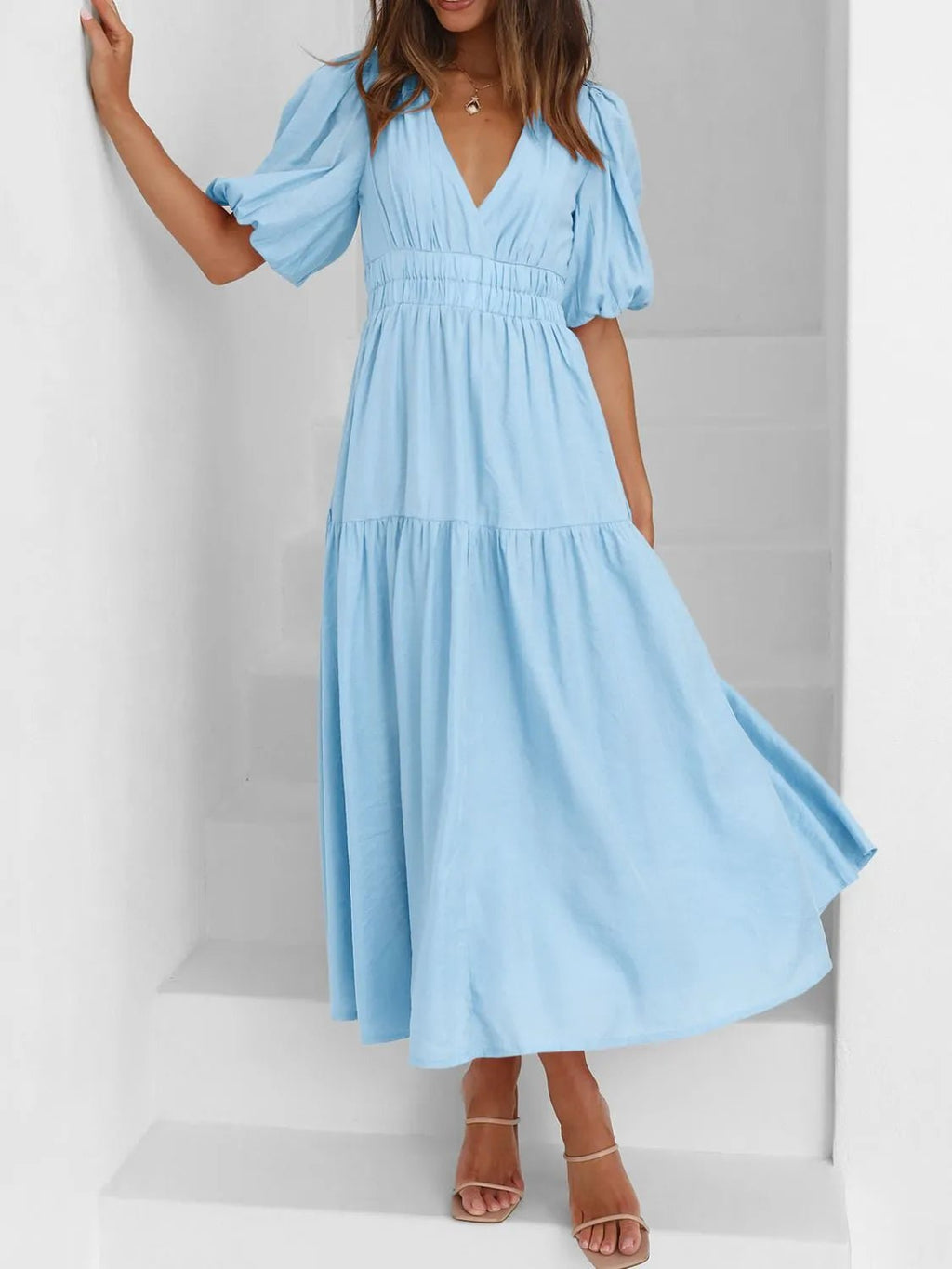 V - Neck Midi Dress - The Nicole - Tayan Dress Co.