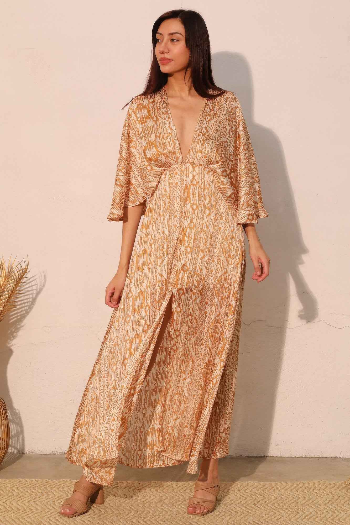 Chiffon Cape Maxi Dress