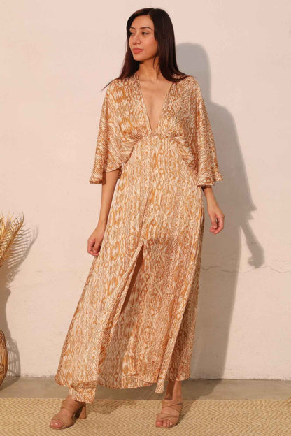 Chiffon Cape Maxi Dress