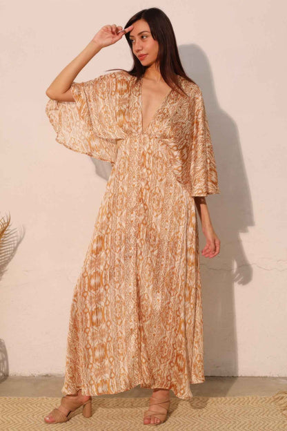 Chiffon Cape Maxi Dress