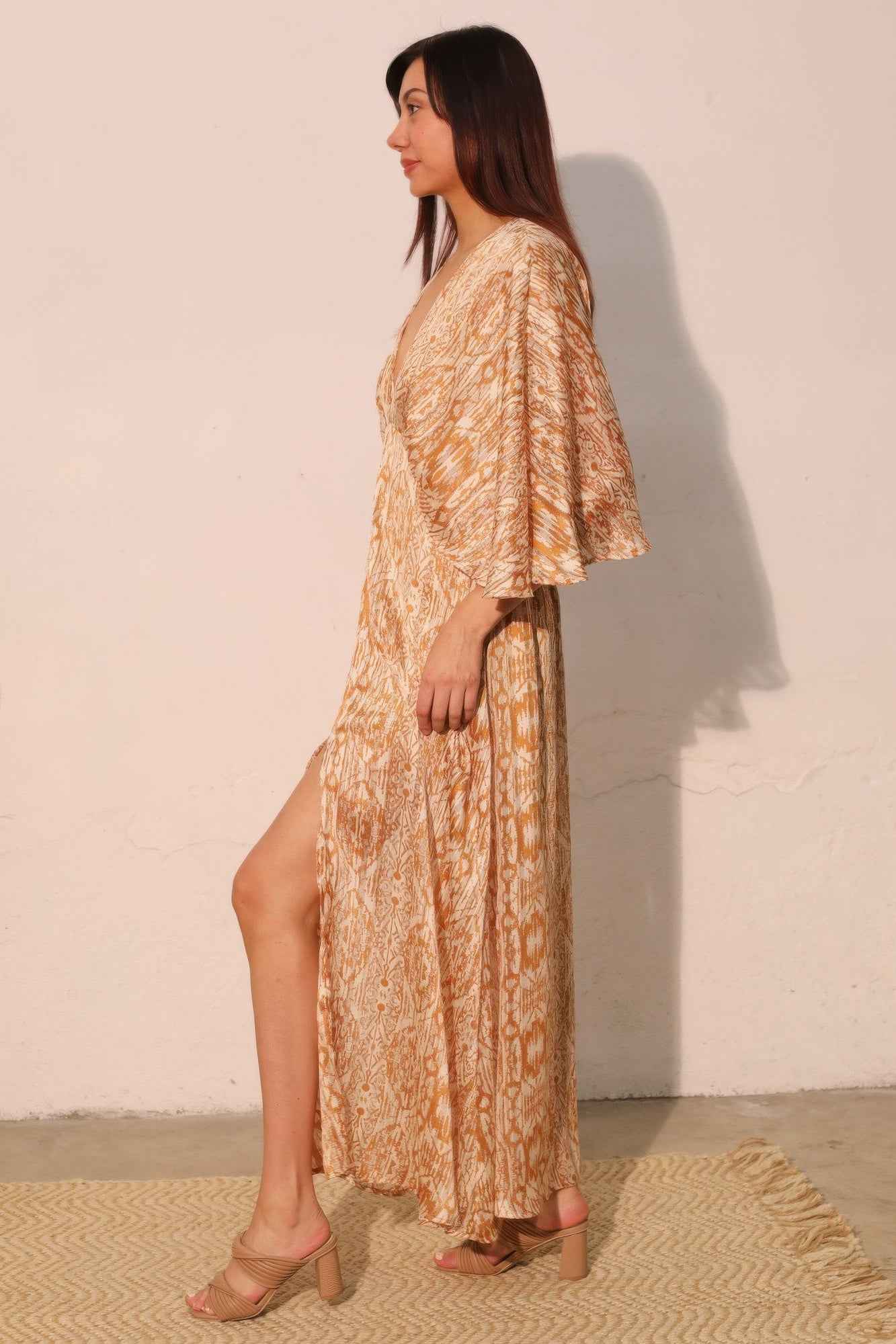 Chiffon Cape Maxi Dress