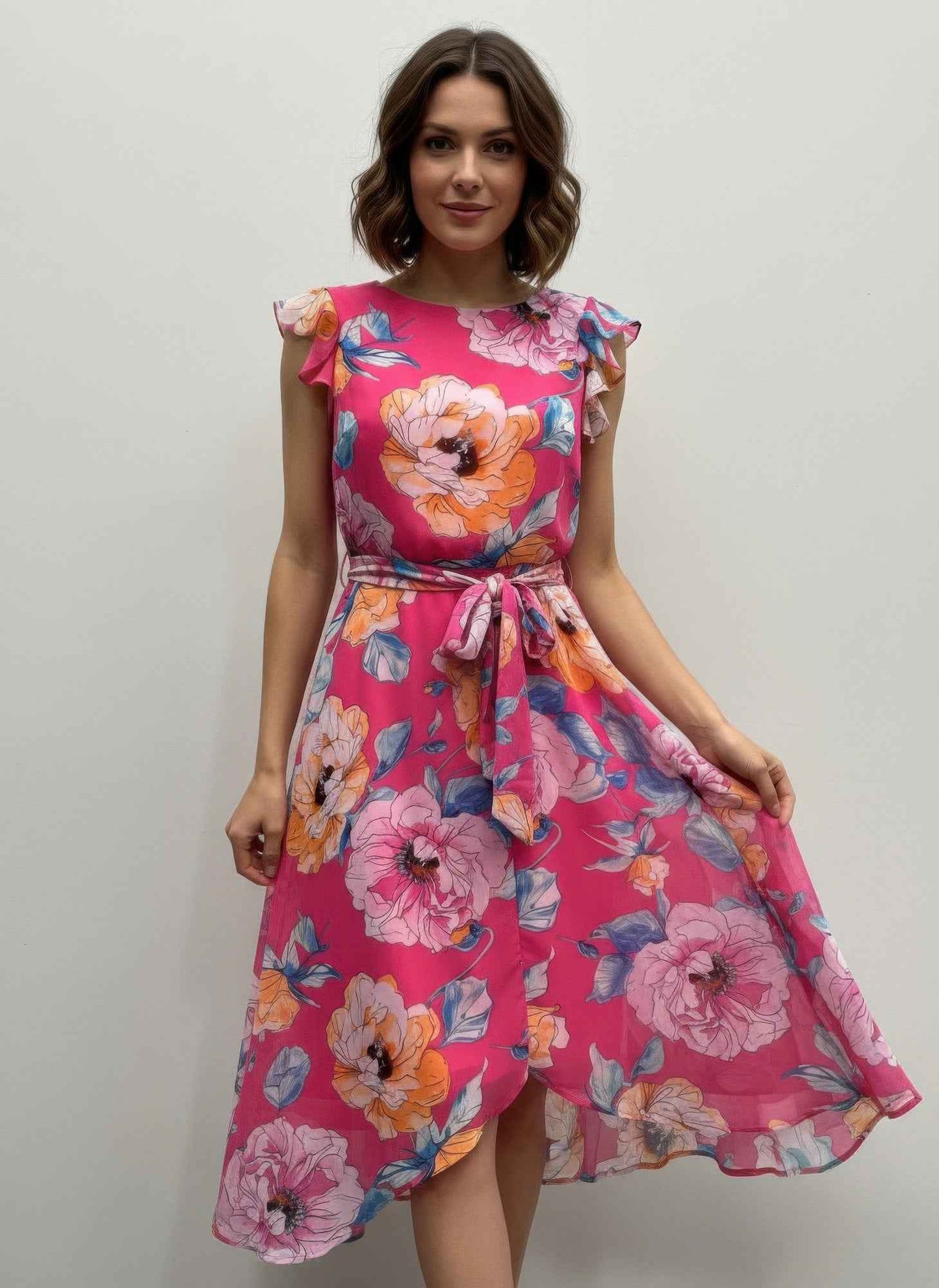 Floral Ruffled Sleeve
