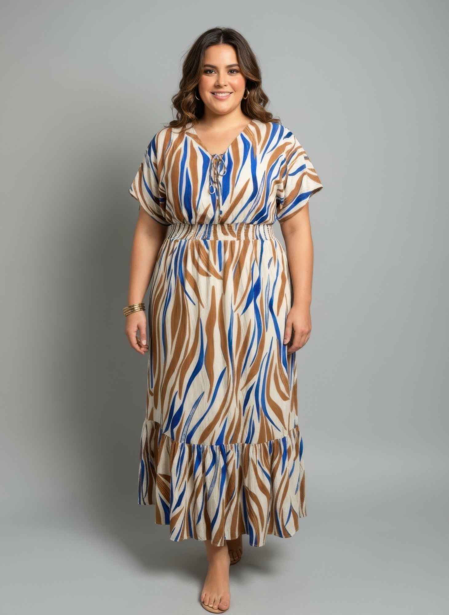 Smocked Waist Tiered Midi Dress