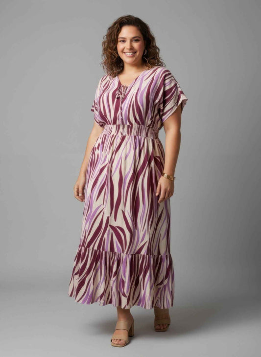 Smocked Waist Tiered Midi Dress