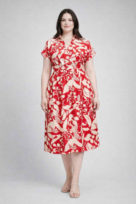 Floral Print Midi Wrap Dress