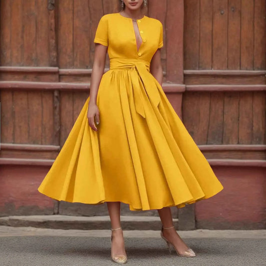Women Elegant V-Neck Dress