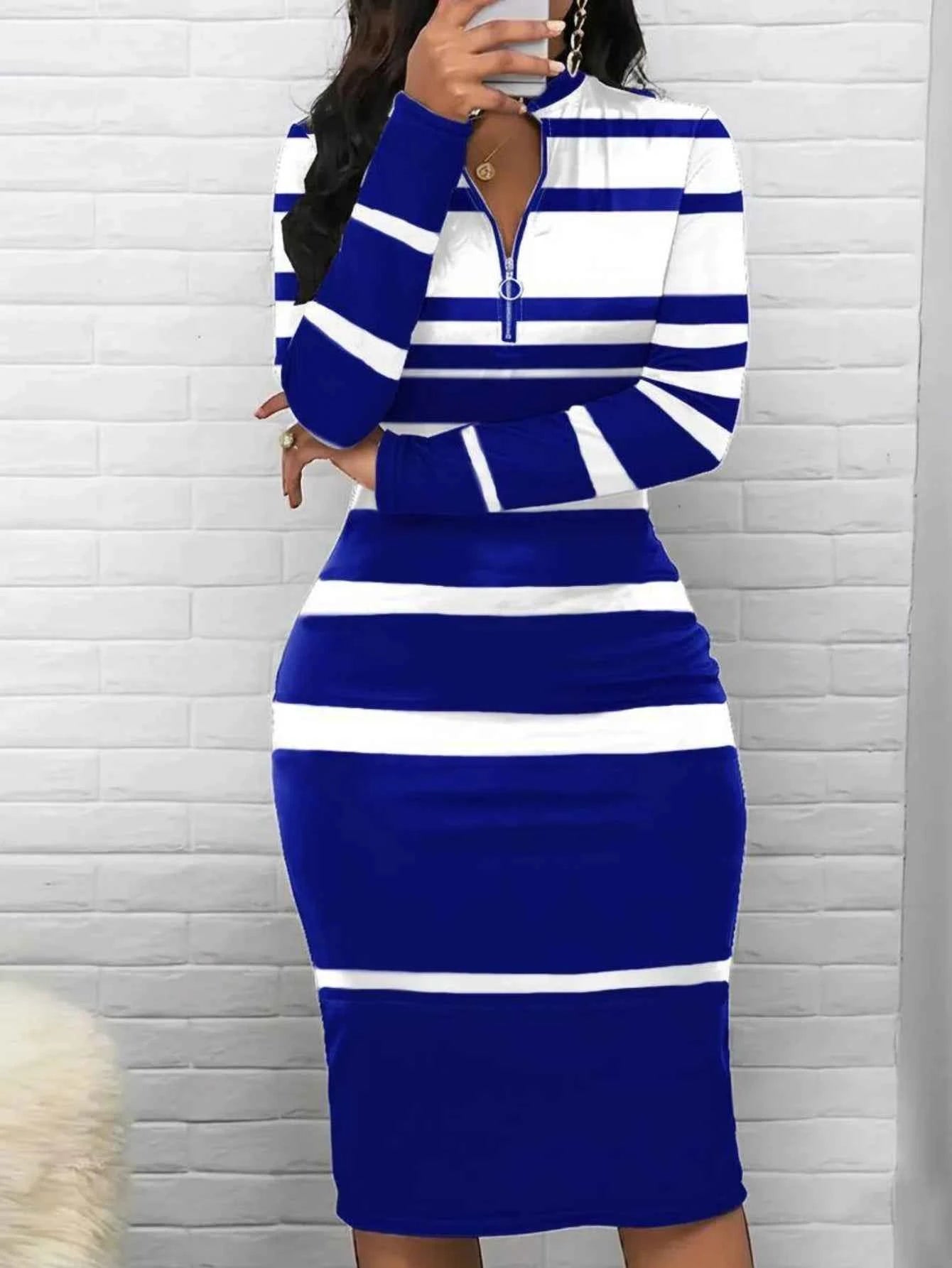 Long Sleeve Striped Midi Dress