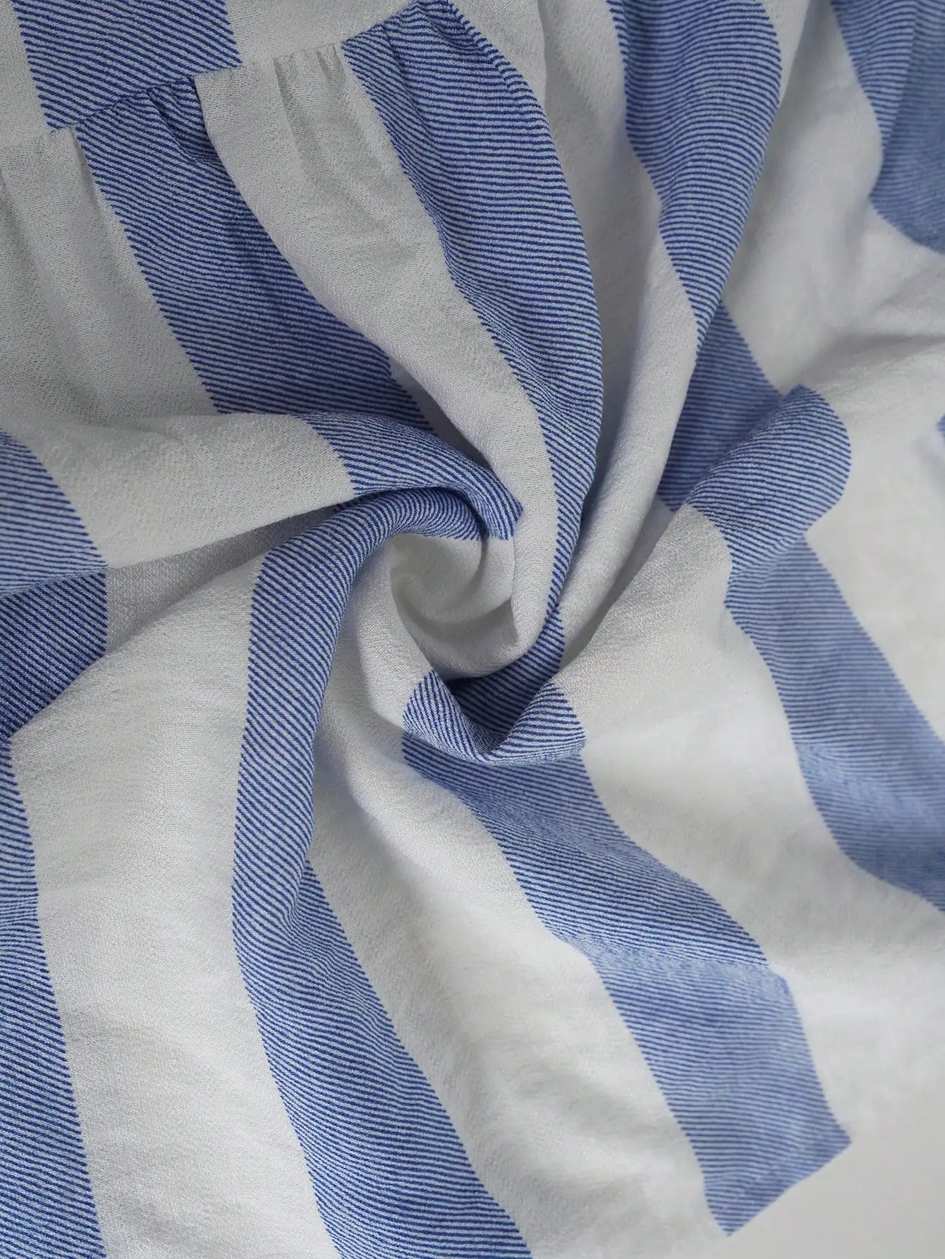 Blue And White Striped Strapless Dress