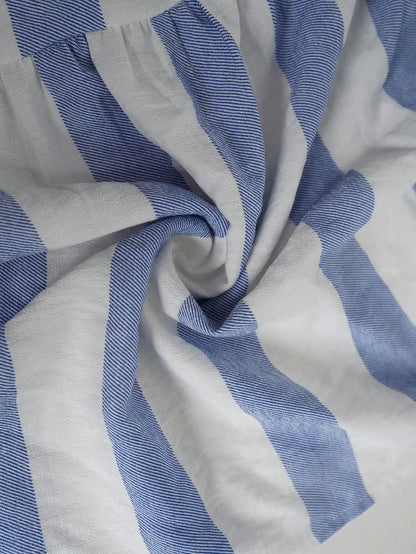 Blue And White Striped Strapless Dress