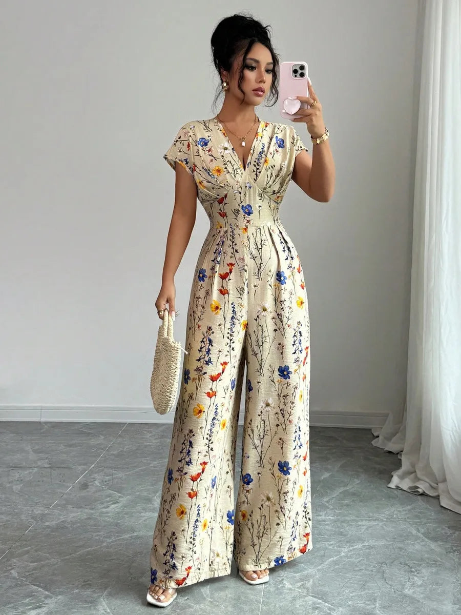 V-Neck Casual Jumpsuit