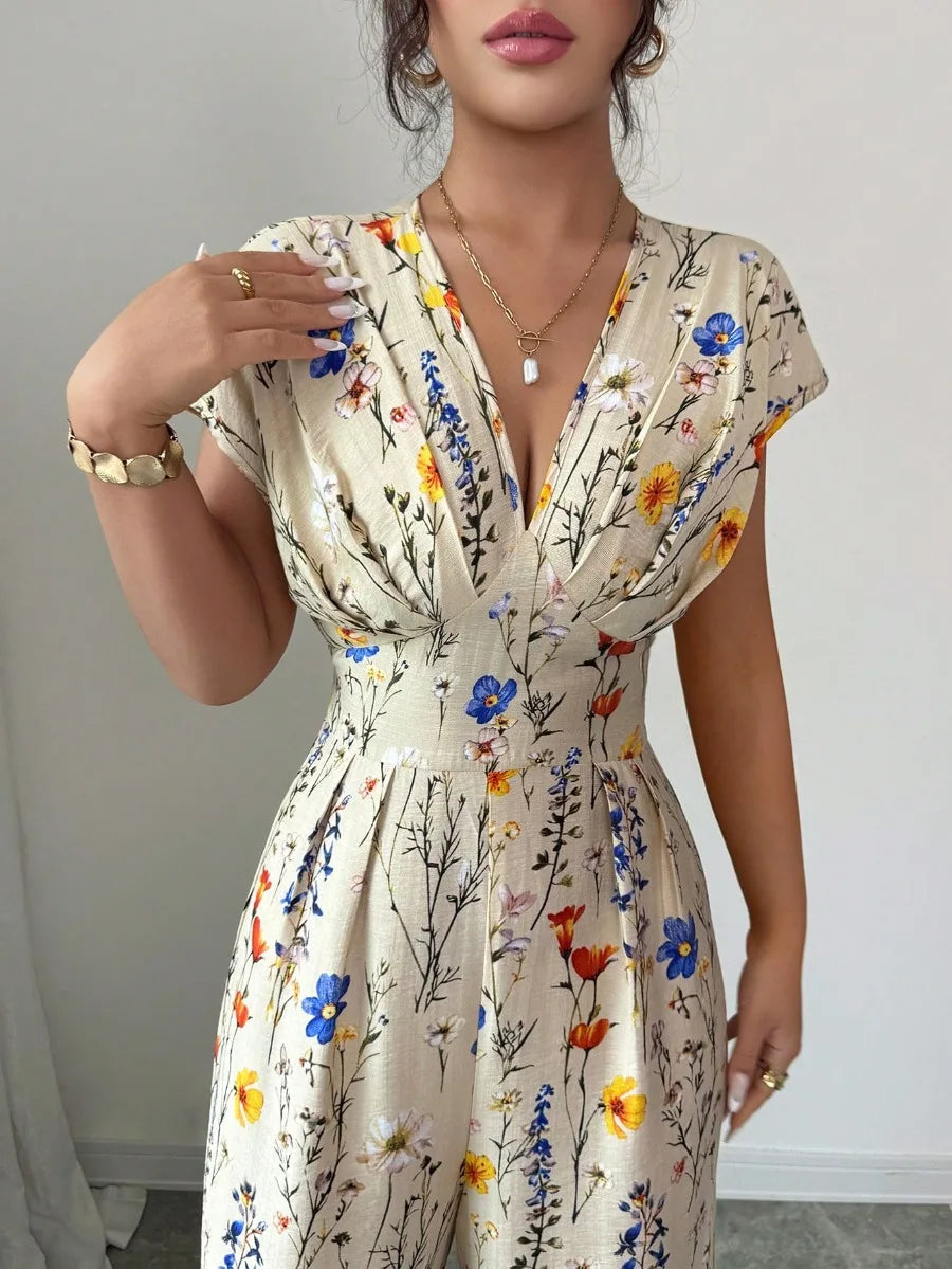 V-Neck Casual Jumpsuit