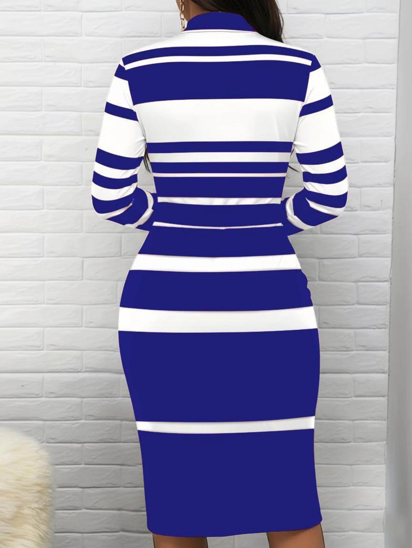 Long Sleeve Striped Midi Dress
