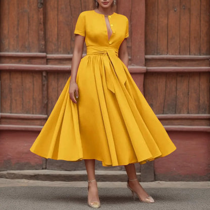 Women Elegant V-Neck Dress