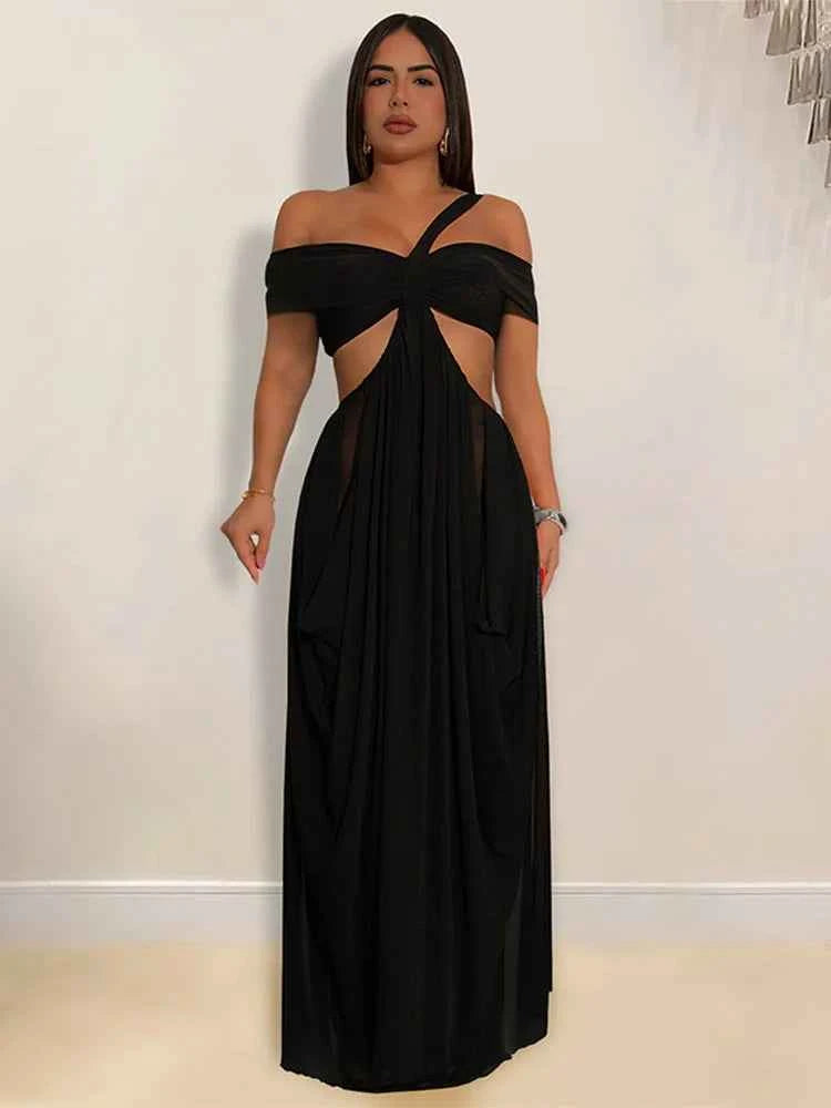 Hollow Back Long Beach Dress