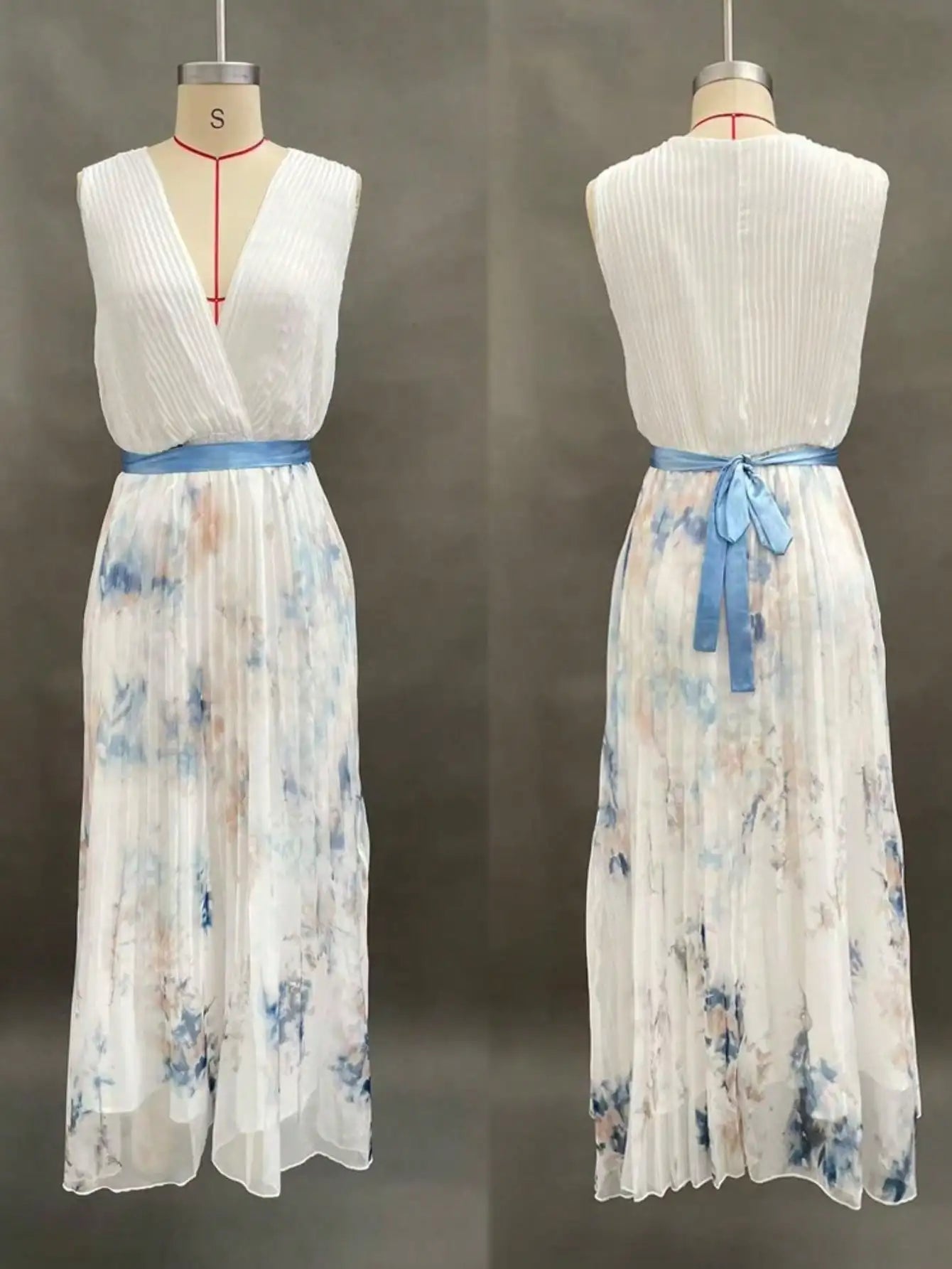 Printed Sleeveless Flowy Elegant Maxi Dress