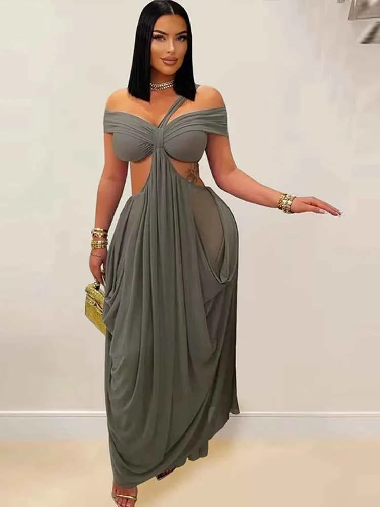 Hollow Back Long Beach Dress
